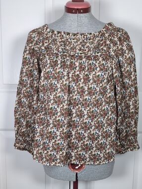 DÔEN Agotha Floral Blouse Puff Sleeve Cottagecore Coquette Romantic Top XXS